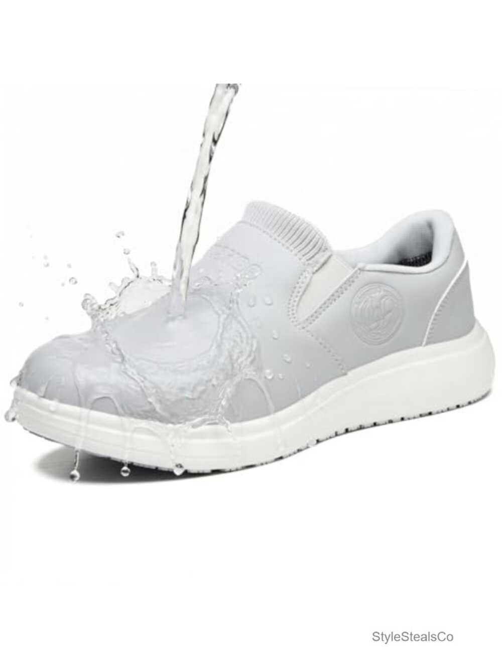 Non Slip Waterproof Women's Wide Width Faux Leather Slip-On Work Shoes